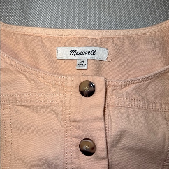 Madewell Size 14 Top-Stitched Coverall Utility Straight Leg Jumpsuit Blush Pink - Picture 4 of 8